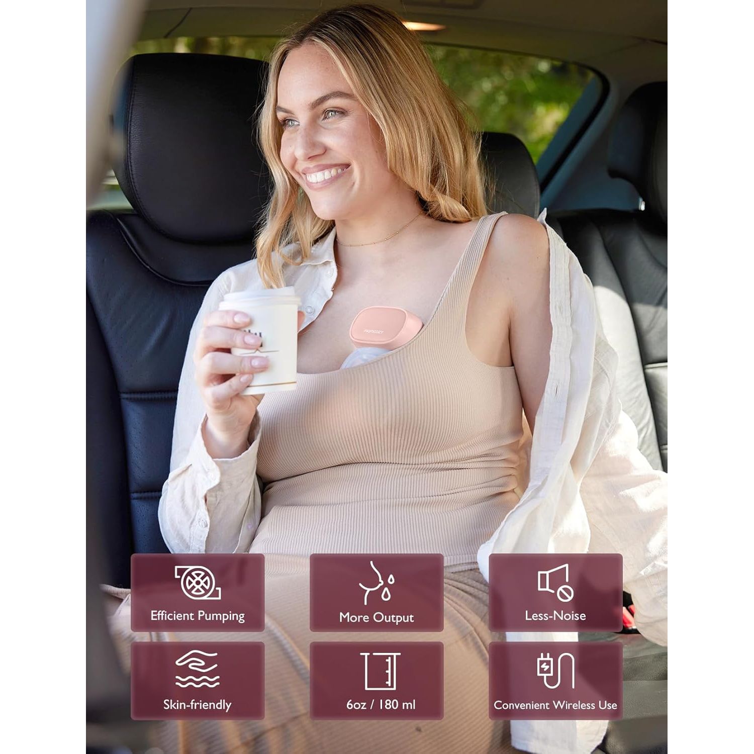 Momcozy S9 Pro Double Wearable, Hands-Free Portable Electric Breast Pump with 2 Modes & 9 Levels Pink - 24mm BP099-PU00BA-A