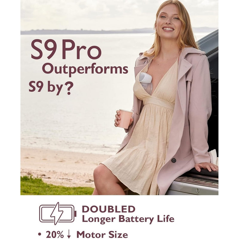 Momcozy S9 Pro Single Wearable, Hands-Free Breast Pump with LED Display,  with 2 Modes & 9 Levels Grey BP089-GR00BA-A