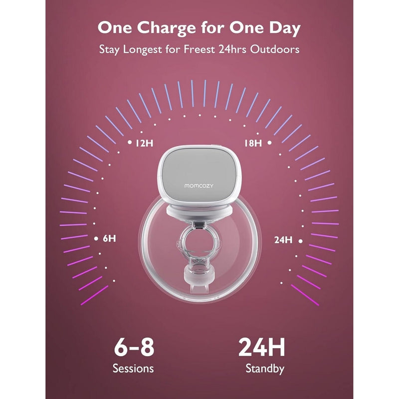 Momcozy S9 Pro Single Wearable, Hands-Free Breast Pump with LED Display,  with 2 Modes & 9 Levels Grey BP089-GR00BA-A