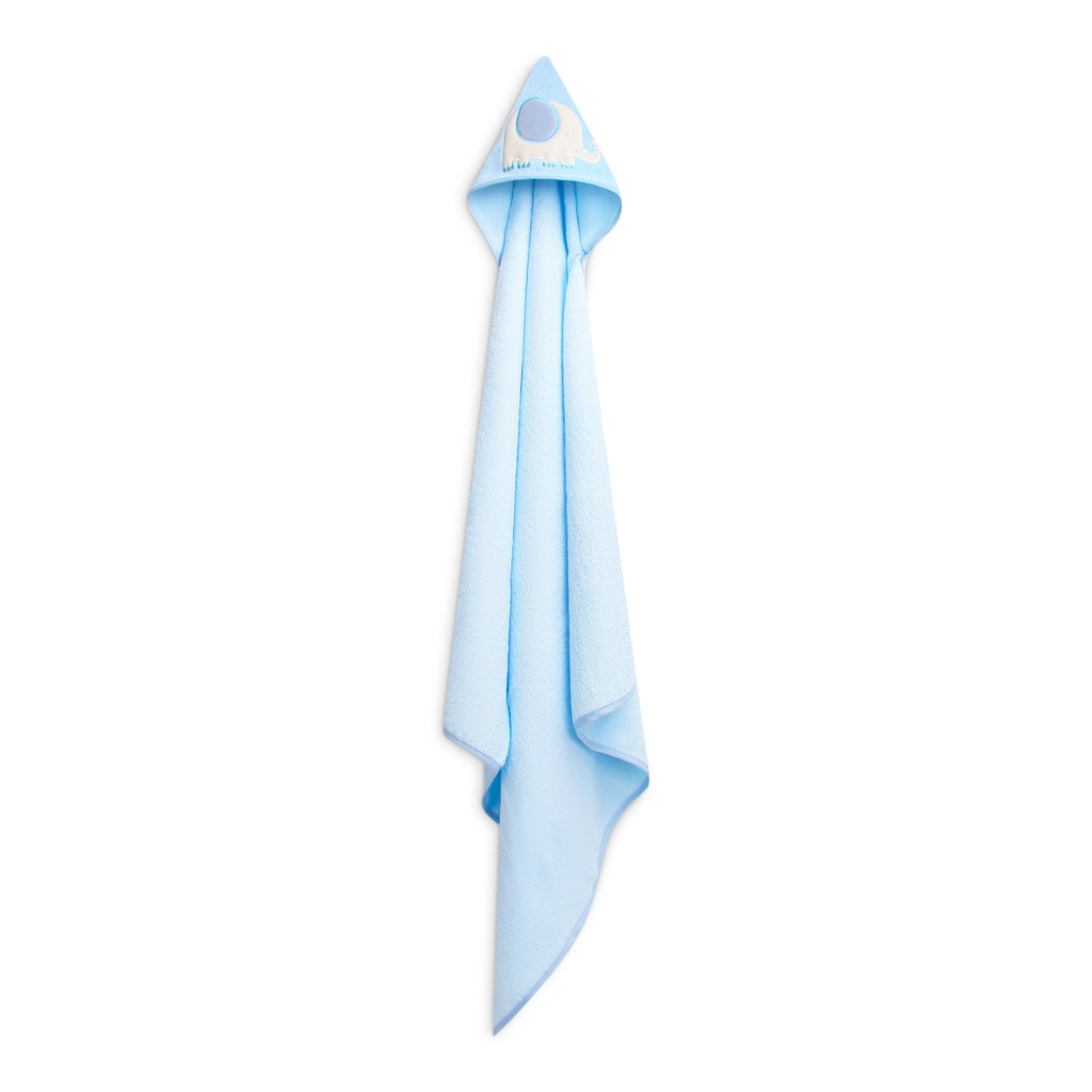 Mother's Choice Baby Elephant 100% Cotton Hooded Towel IT4387 Blue (75 x 75 cm) Age- Newborn & Above