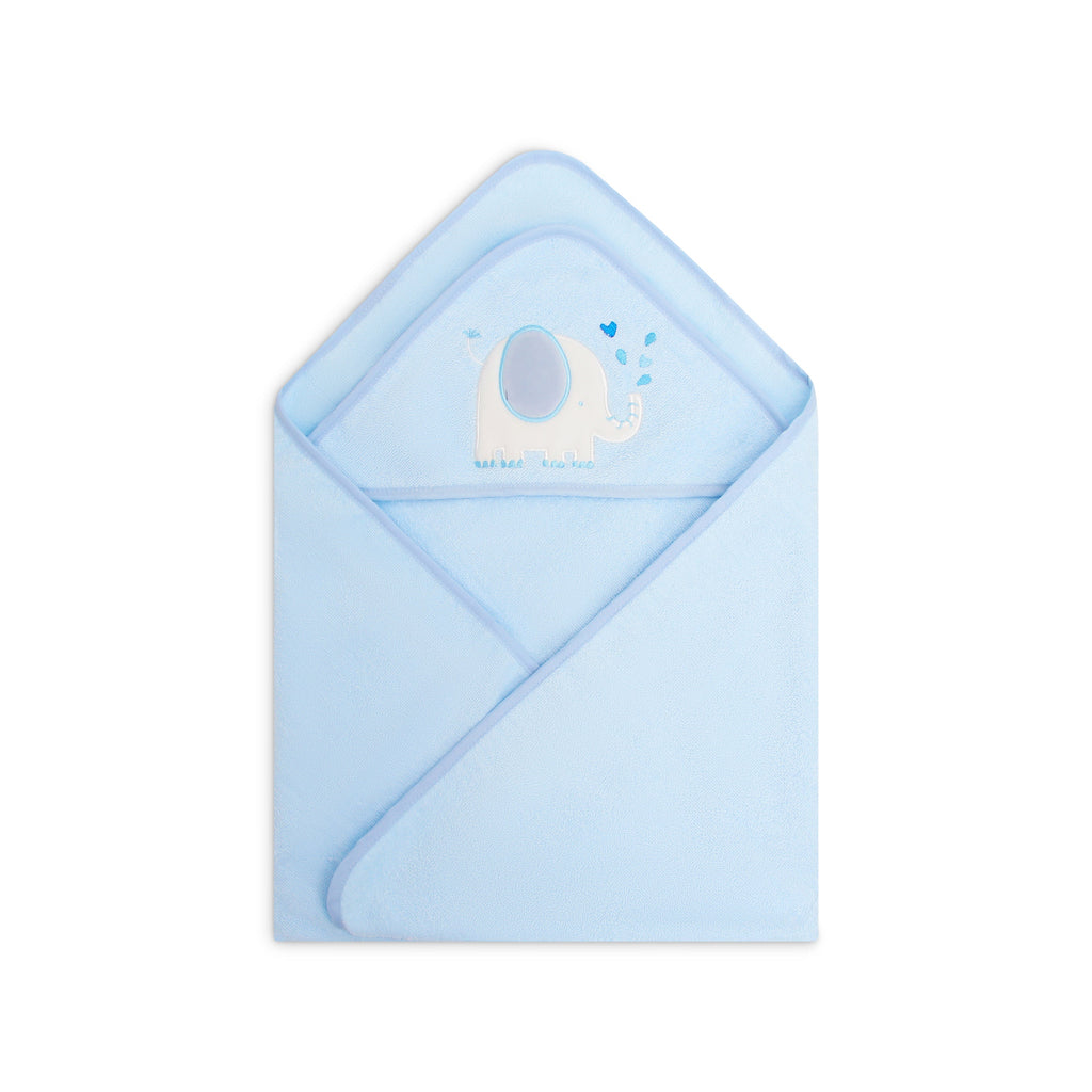 Mother's Choice Baby Elephant 100% Cotton Hooded Towel IT4387 Blue (75 x 75 cm) Age- Newborn & Above