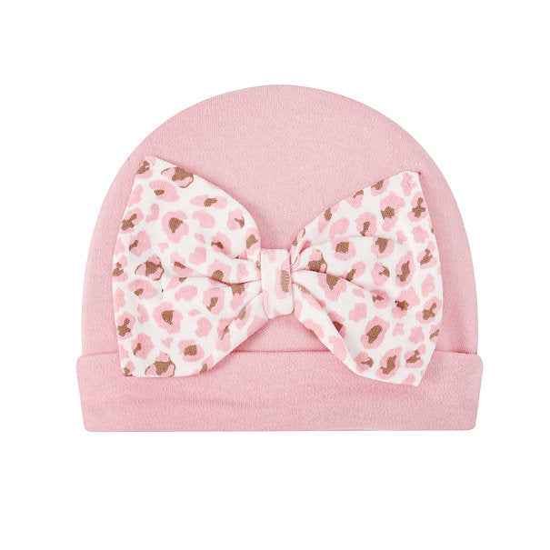 Mother's Choice Cute 6-Piece Baby Gift Set- 3 Hats & 3 Mitten Pink/White/Black IT4981 Age- Newborn to 6 Months 