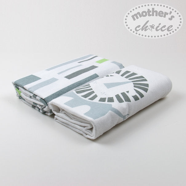 Motherschoice Baby 100% Cotton 2 Pack Flannel Swaddle Wraps White/Grey IT11415 Age- Newborn to 2 Years 