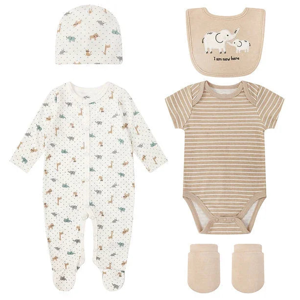 Motherschoice Baby 5-Piece Starter Layette Set - I'm New Here White/Cream IT5058