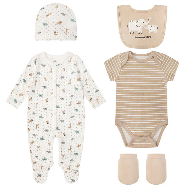 Motherschoice Baby 5-Piece Starter Layette Set - I'm New Here White/Cream IT5058