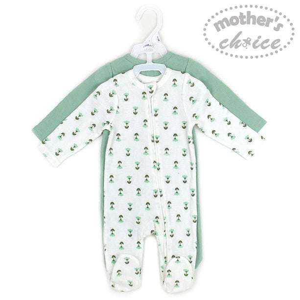 Motherschoice Baby Growers/ Sleepsuit Rompers Green/White IT3578