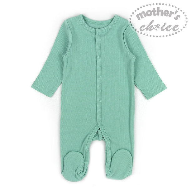 Motherschoice Baby Growers/ Sleepsuit Rompers Green/White IT3579