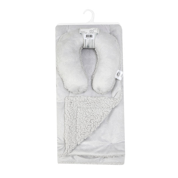 Motherschoice Baby Travel Sherpa Blanket + Pillow Set Mink Grey IT4609