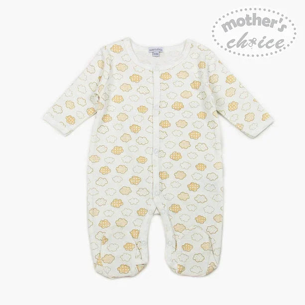 Motherschoice Clouds Printed Baby Footed Pyjama/ Romper White IT1415
