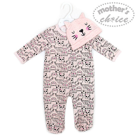 Motherschoice Footed Pyjama/ Romper with Cap Pink IT3581