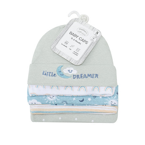 Motherschoice Infant 5 Pack Baby Hats IT5470 Multicolor Age- Newborn to 6 Months 