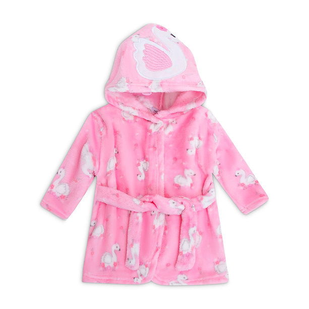 Motherschoice Infant Girls Flamingo Plush Fleece Bathrobe with 3D