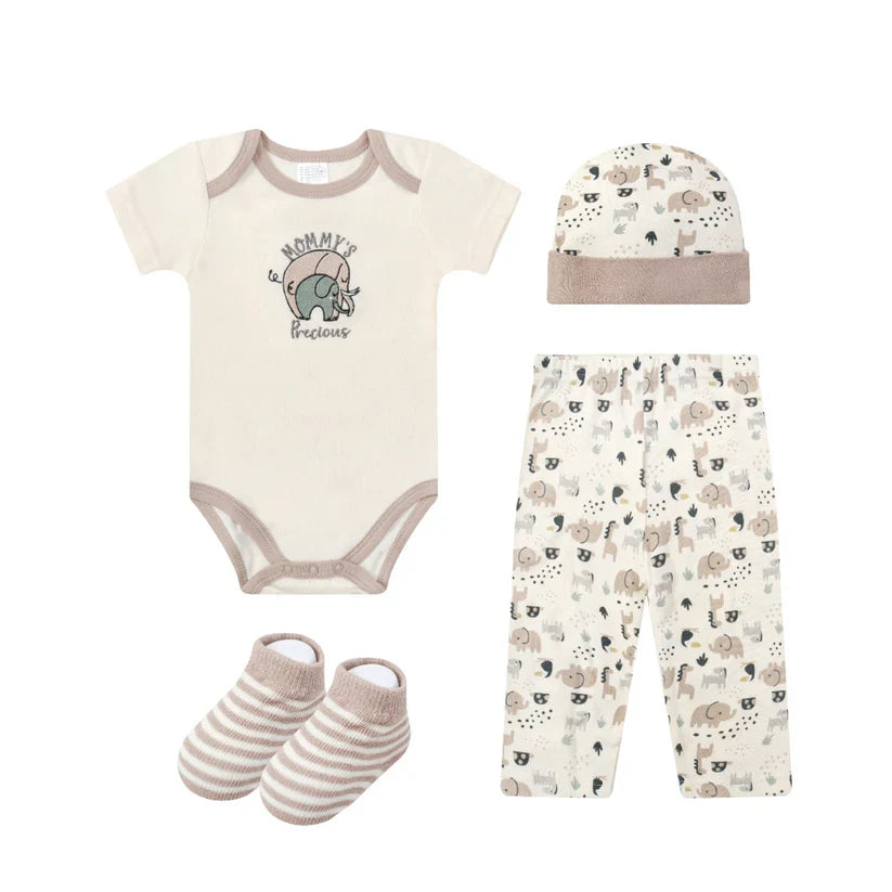 Motherschoice Newborn 4-Pc Gift Set of Bodysuit, Pants, Socks & Hat IT5098