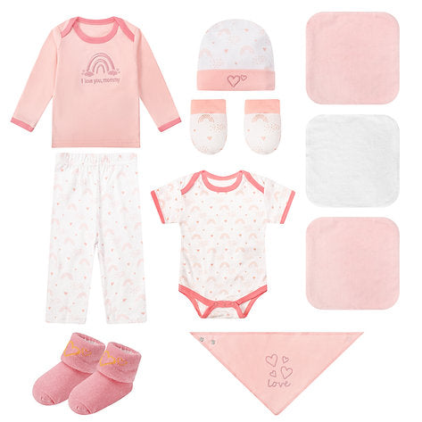 Motherschoice Newborn Girls Essentials 10-Piece Gift Box White/Pink IT5043