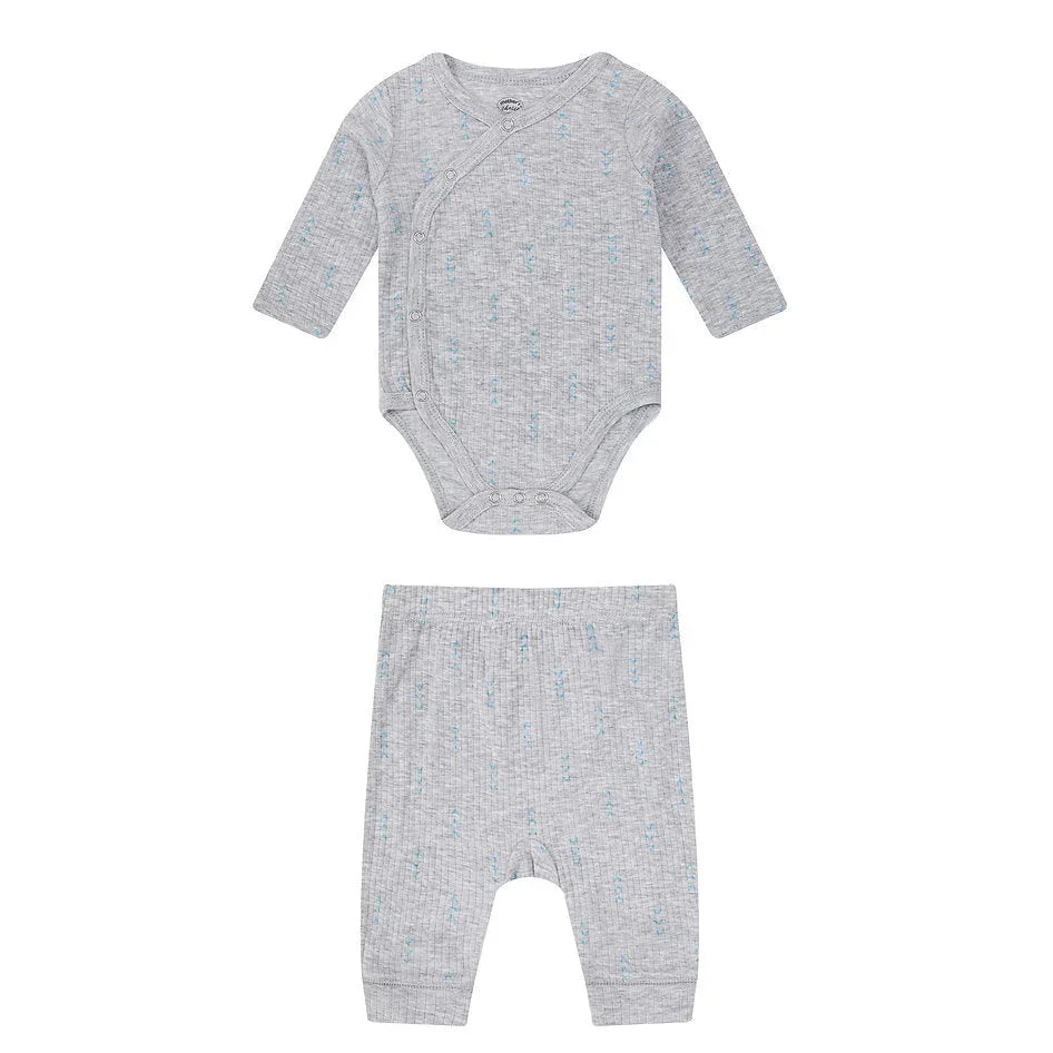 Motherschoice Newborn Ribbed Kimono Bodysuit and Pants Set IT4408 GreyNewborn
