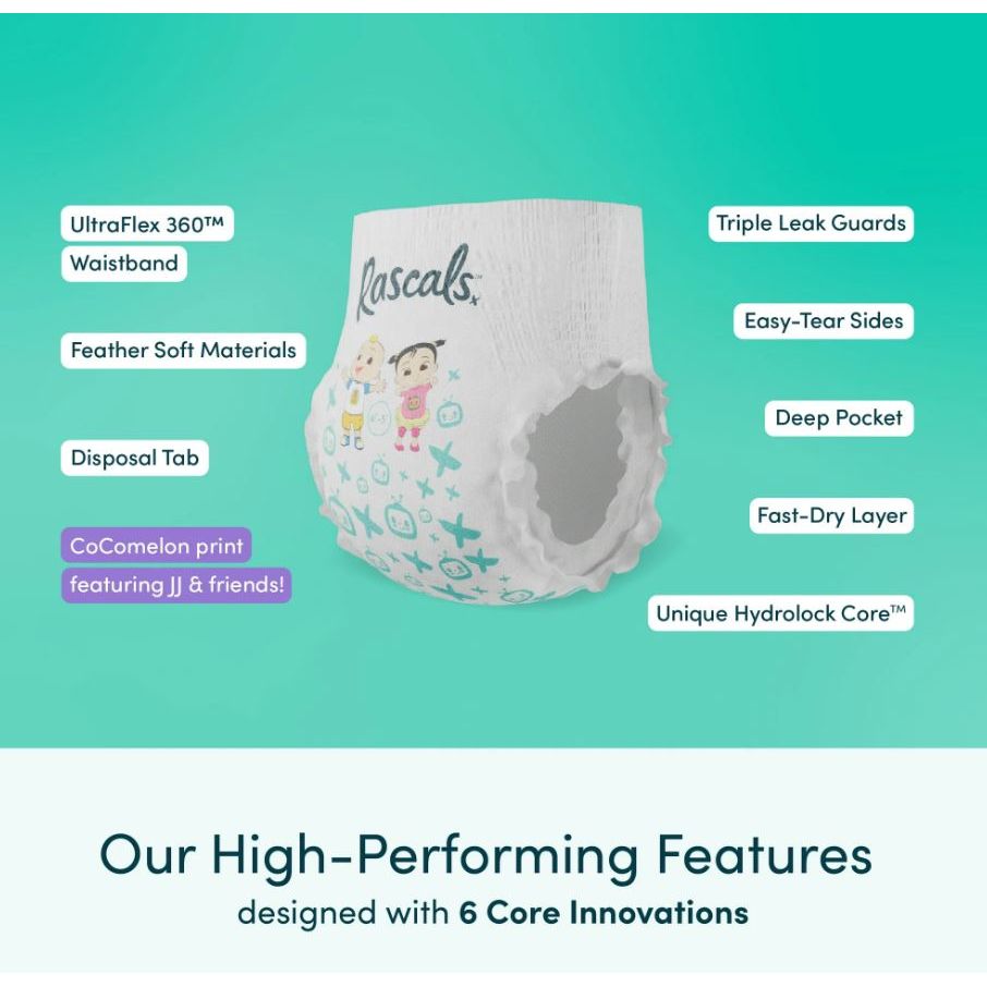 Rascals Cocomelon Edition Training Diaper Pants- Size 7, 17+ kg, 22 Count