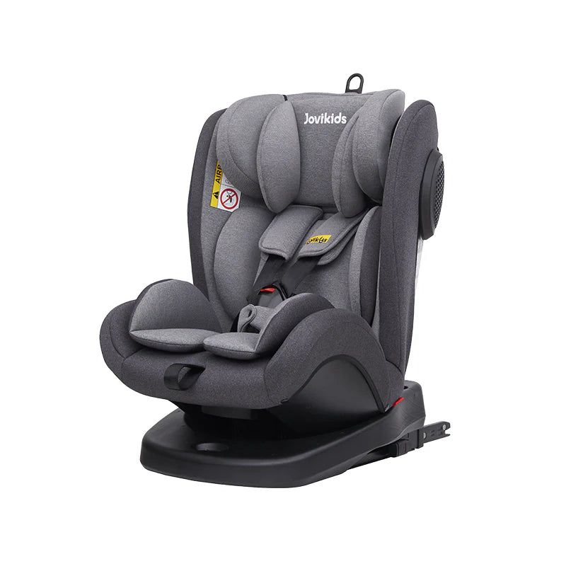 Jovikids Isofix with Top Tether 360 Degree Swivel Car Seat, Group 0/1/2/3 (WD002) Grey Age- newborn to 12 Years