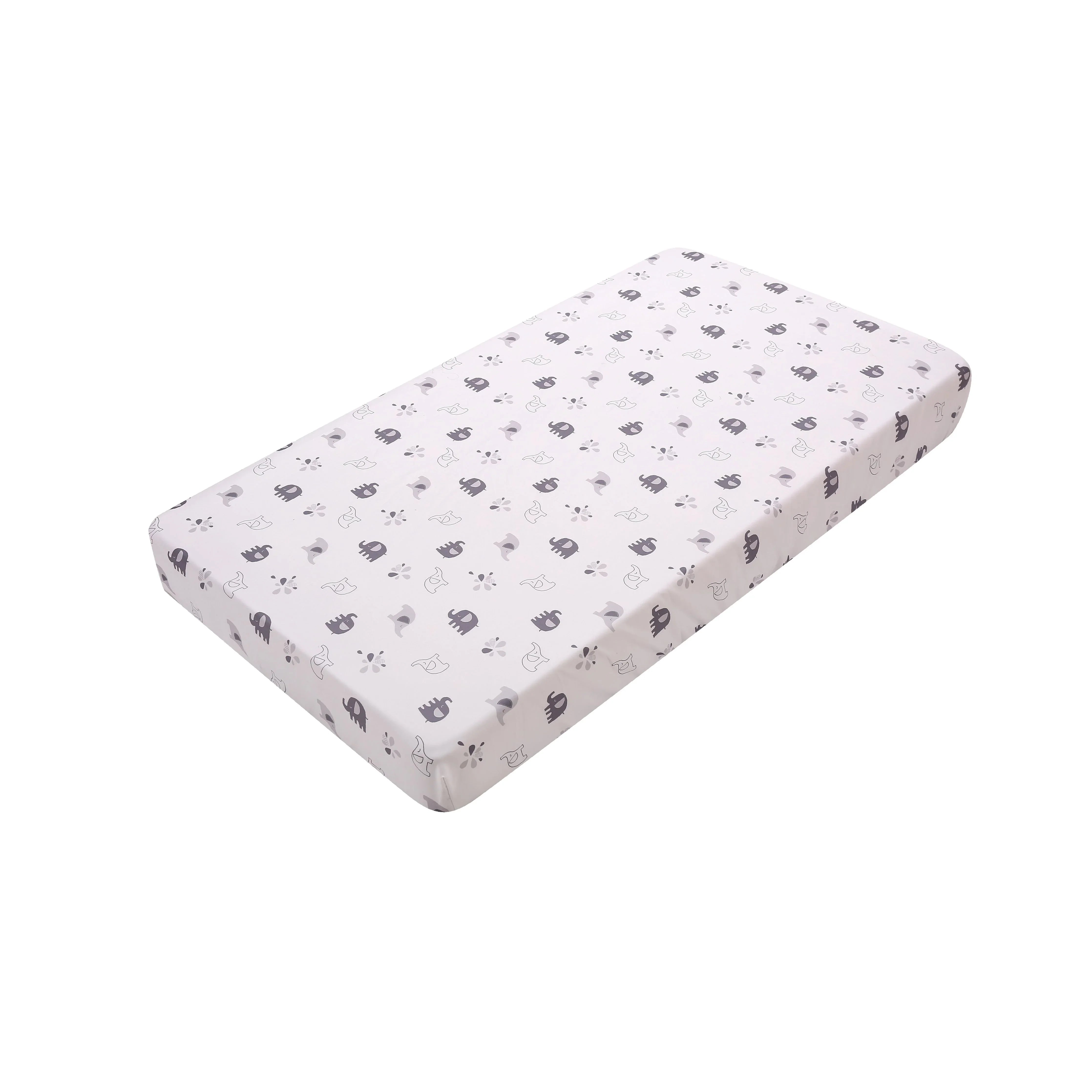 Peekaboo Elephant Themed 3-Piece Toddler/Crib 100% Organic Cotton Bedding Set (Fitted Bedsheet, Duvet Cover, Pillow Cover) White Age- 18 Months to 5 Years
