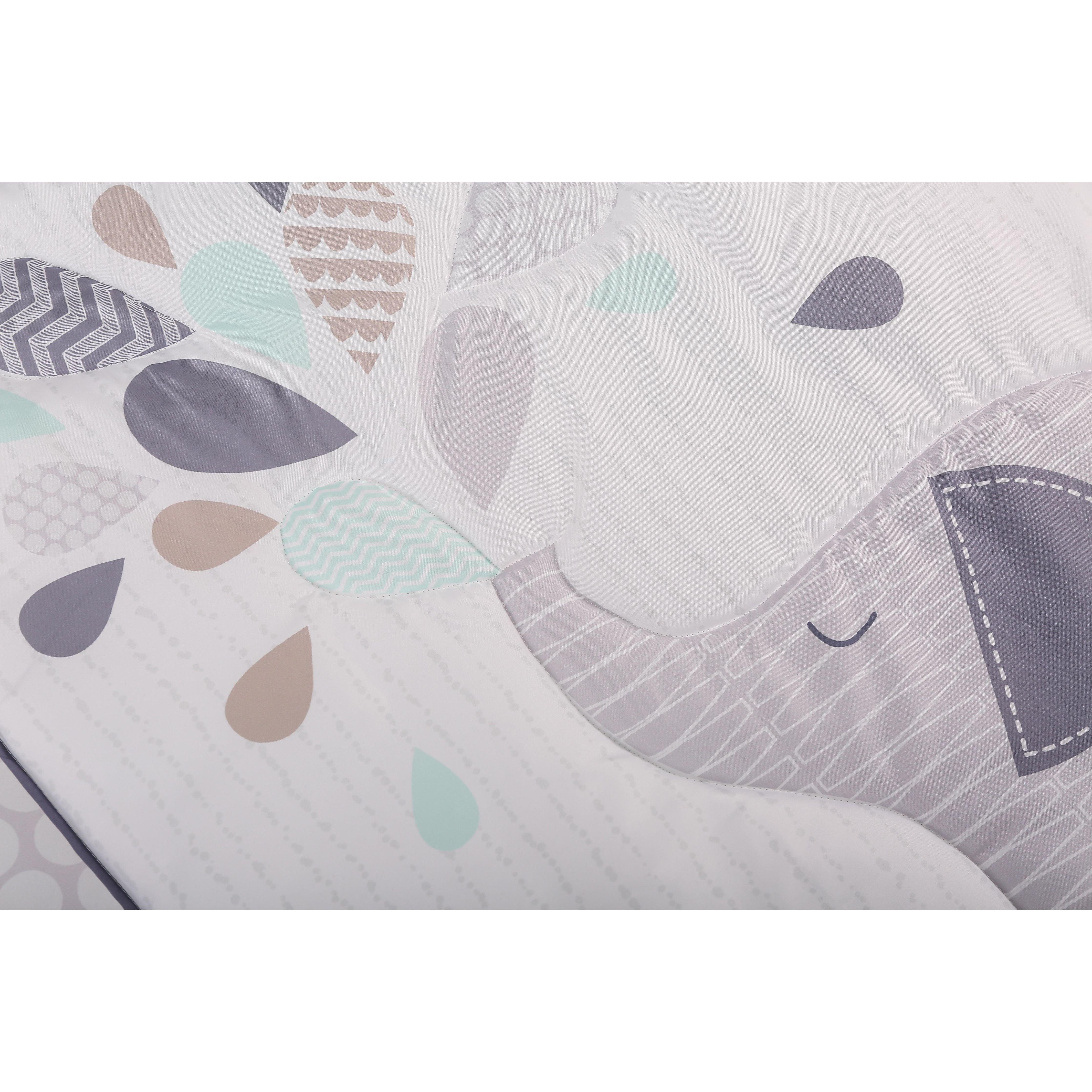Peekaboo Elephant Themed 3-Piece Toddler/Crib 100% Organic Cotton Bedding Set (Fitted Bedsheet, Duvet Cover, Pillow Cover) White Age- 18 Months to 5 Years