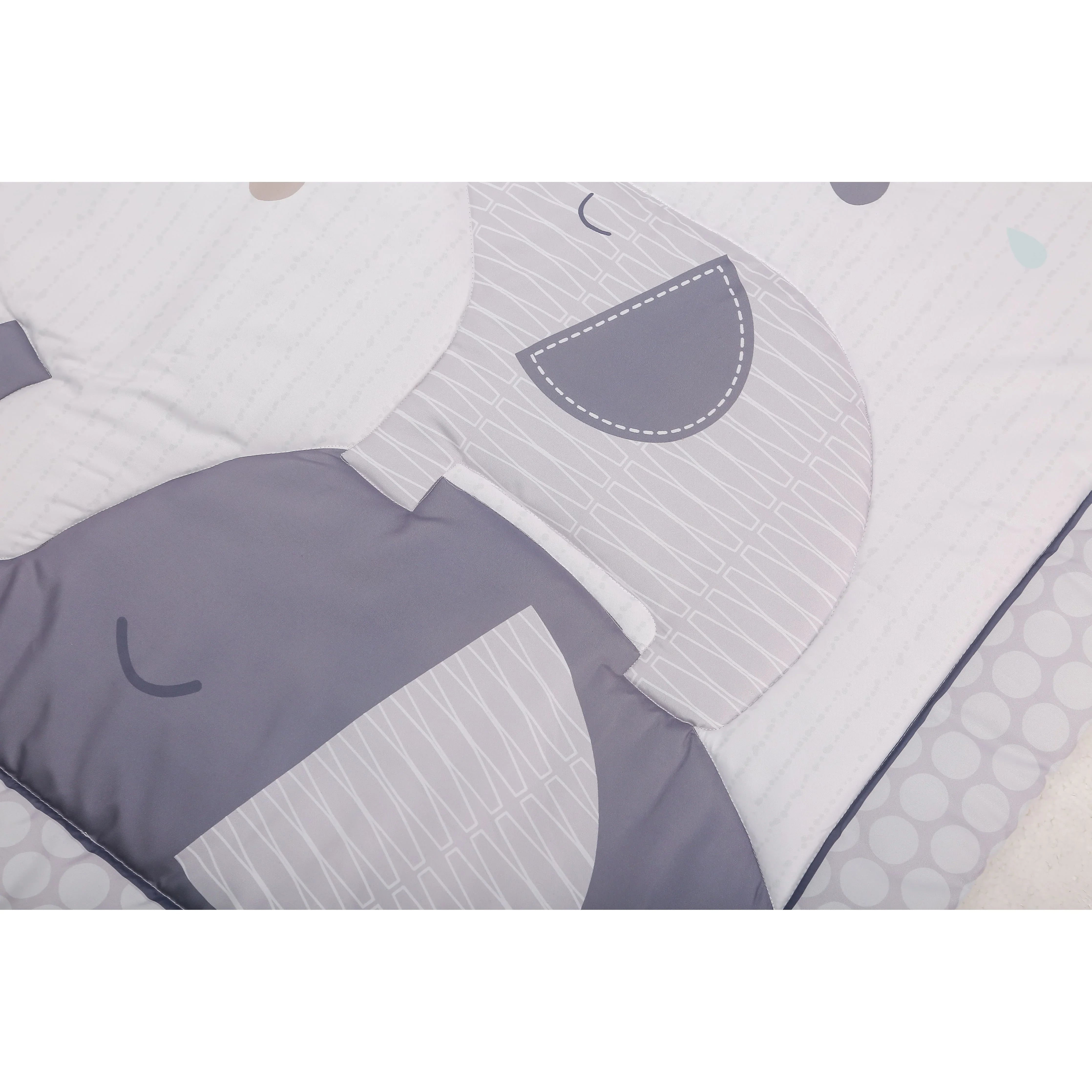 Peekaboo Elephant Themed 3-Piece Toddler/Crib 100% Organic Cotton Bedding Set (Fitted Bedsheet, Duvet Cover, Pillow Cover) White Age- 18 Months to 5 Years