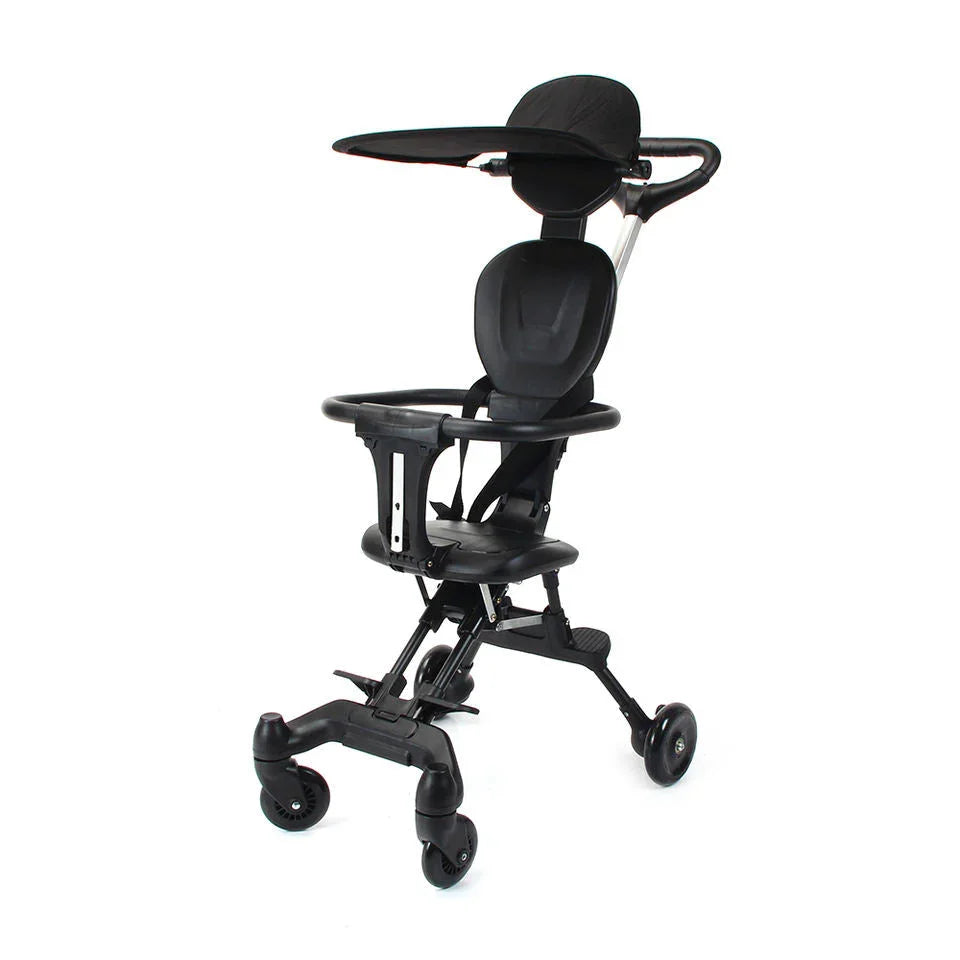 Peekaboo Lightweight Black Foldable Baby Stroller Pram with Cushion Seat and Canopy Age- 6 Months to 4 Years (Holds upto 25 Kgs)