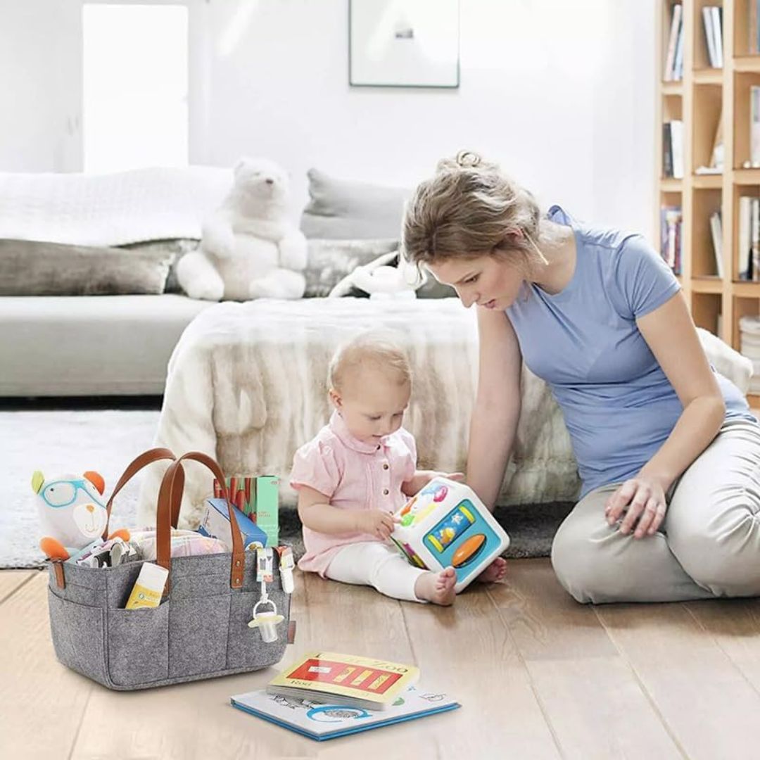 Peekaboo Multiutility Diaper Caddy Organizer Grey