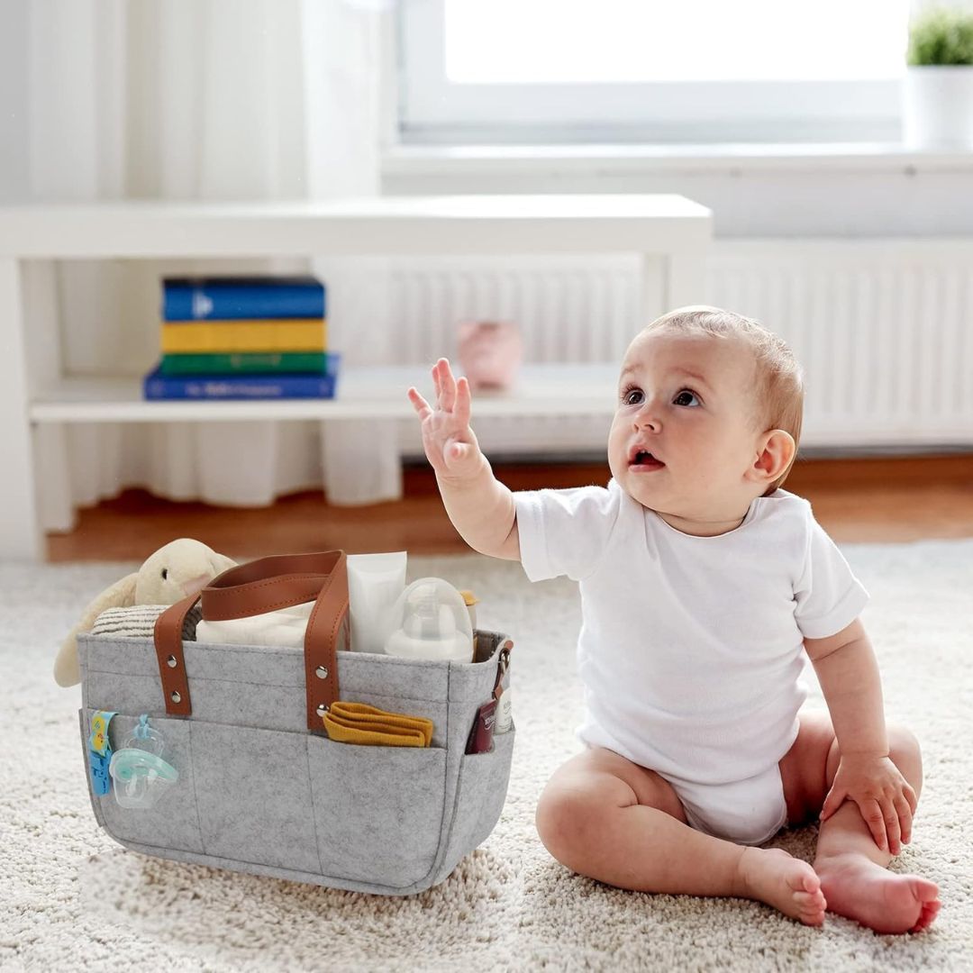 Peekaboo Multiutility Diaper Caddy Organizer Grey