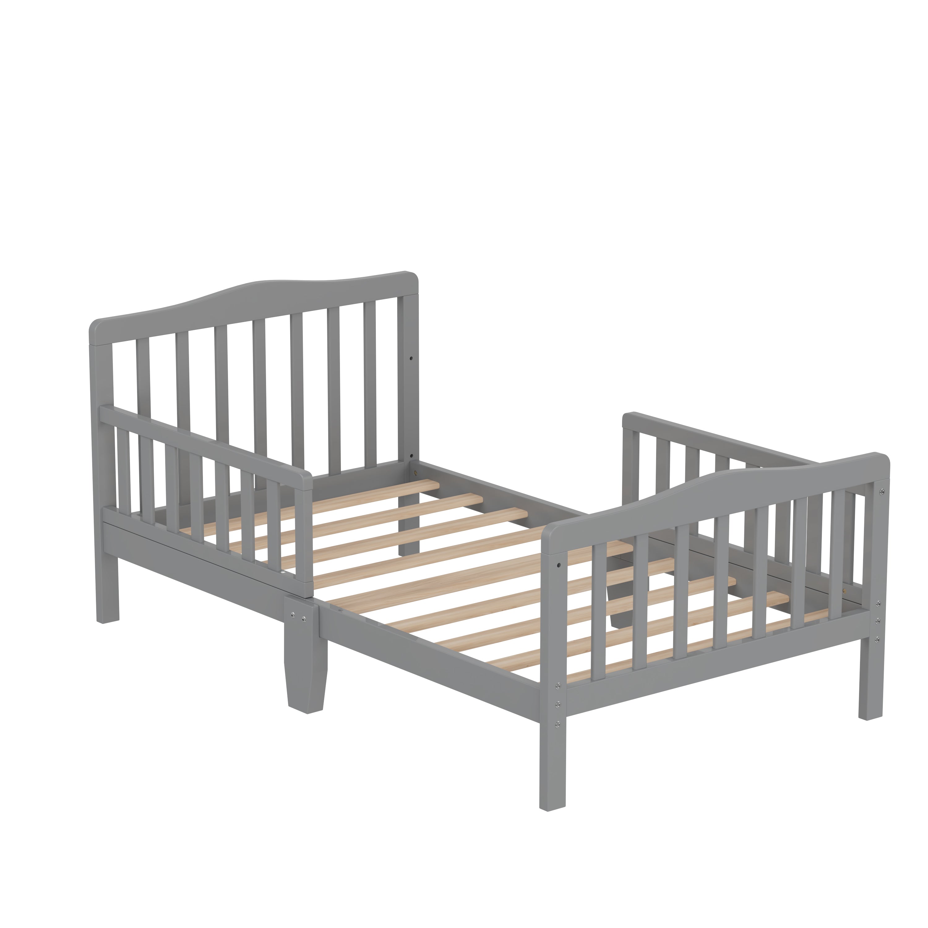 Peekaboo  Toddler Bed  with Solid Pine Wood Toddler Bed with Safety Rails Grey Age- 18 Months to 4 Years
