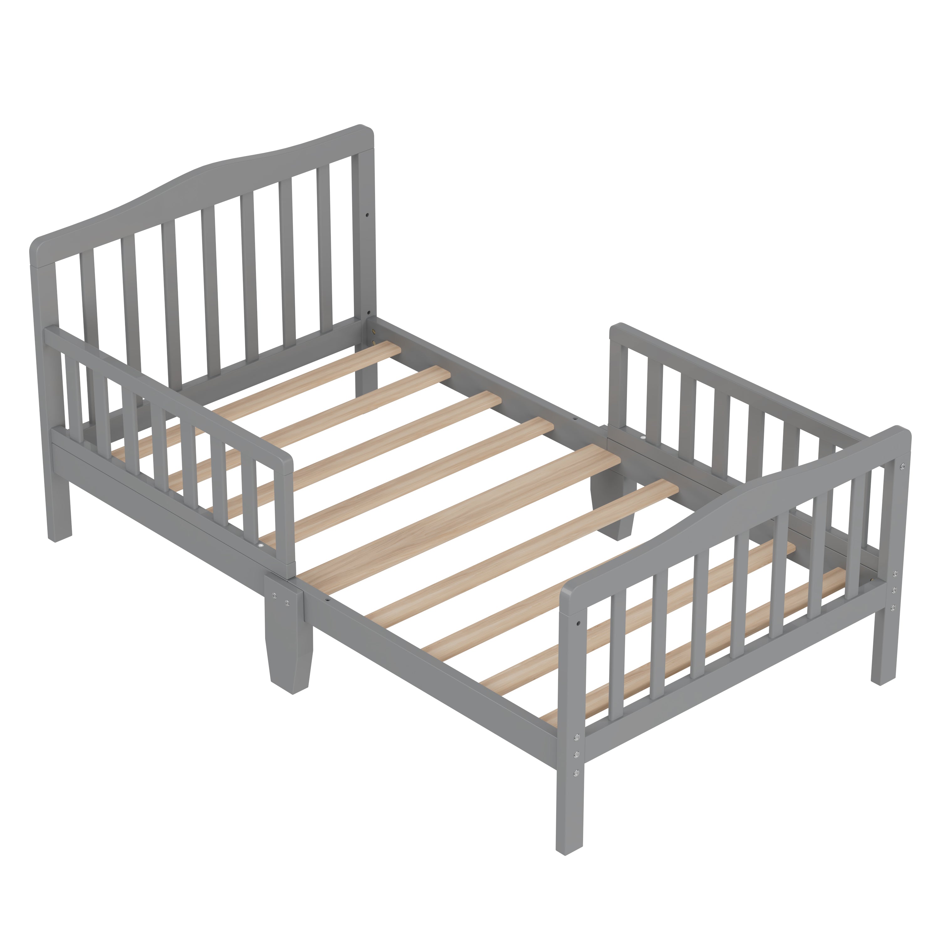Peekaboo  Toddler Bed  with Solid Pine Wood Toddler Bed with Safety Rails Grey Age- 18 Months to 4 Years