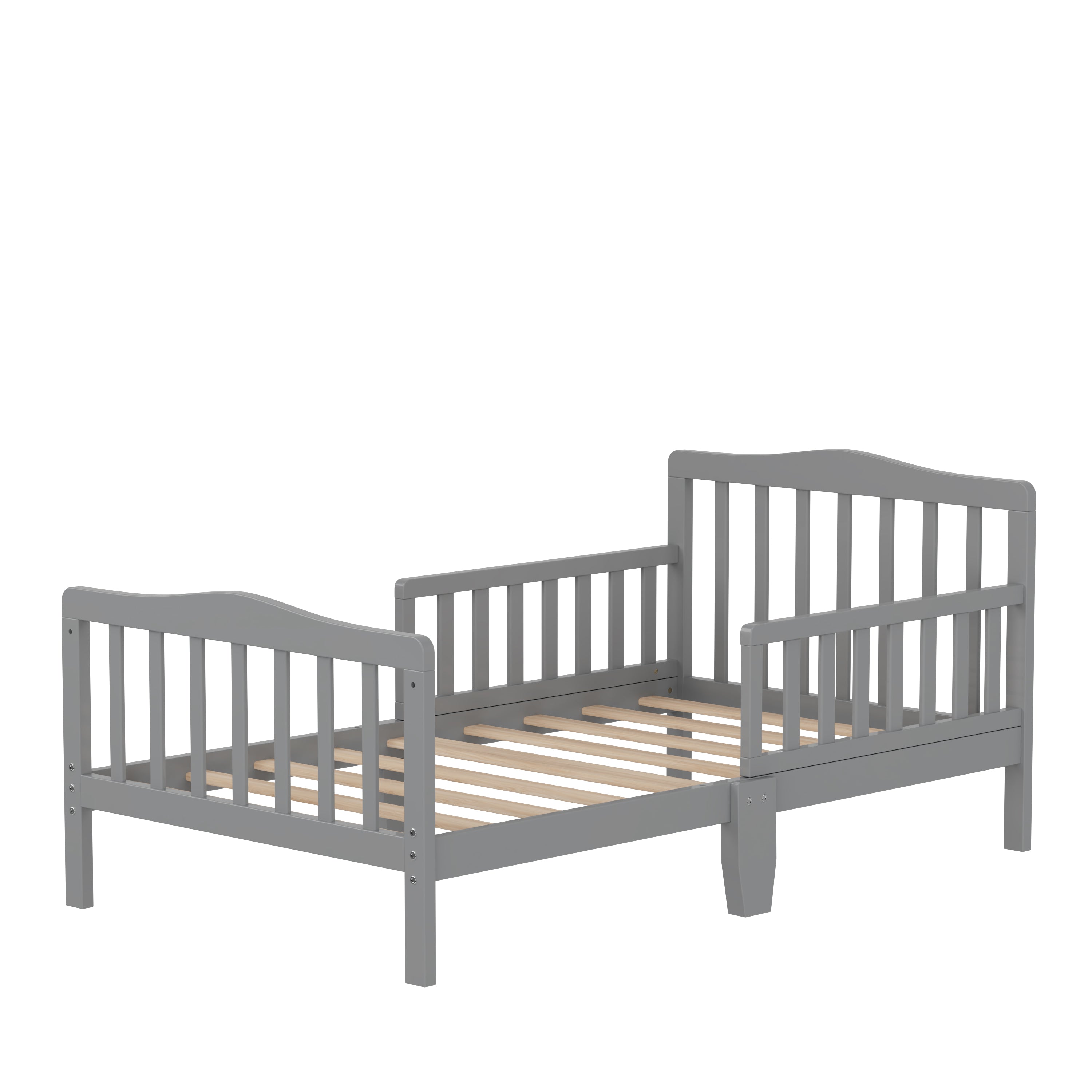 Peekaboo  Toddler Bed  with Solid Pine Wood Toddler Bed with Safety Rails Grey Age- 18 Months to 4 Years