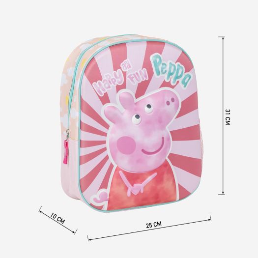 Peppa Pig 3D Printed Design Cute Backpack 5106 Pink Age- 3 Years & Above