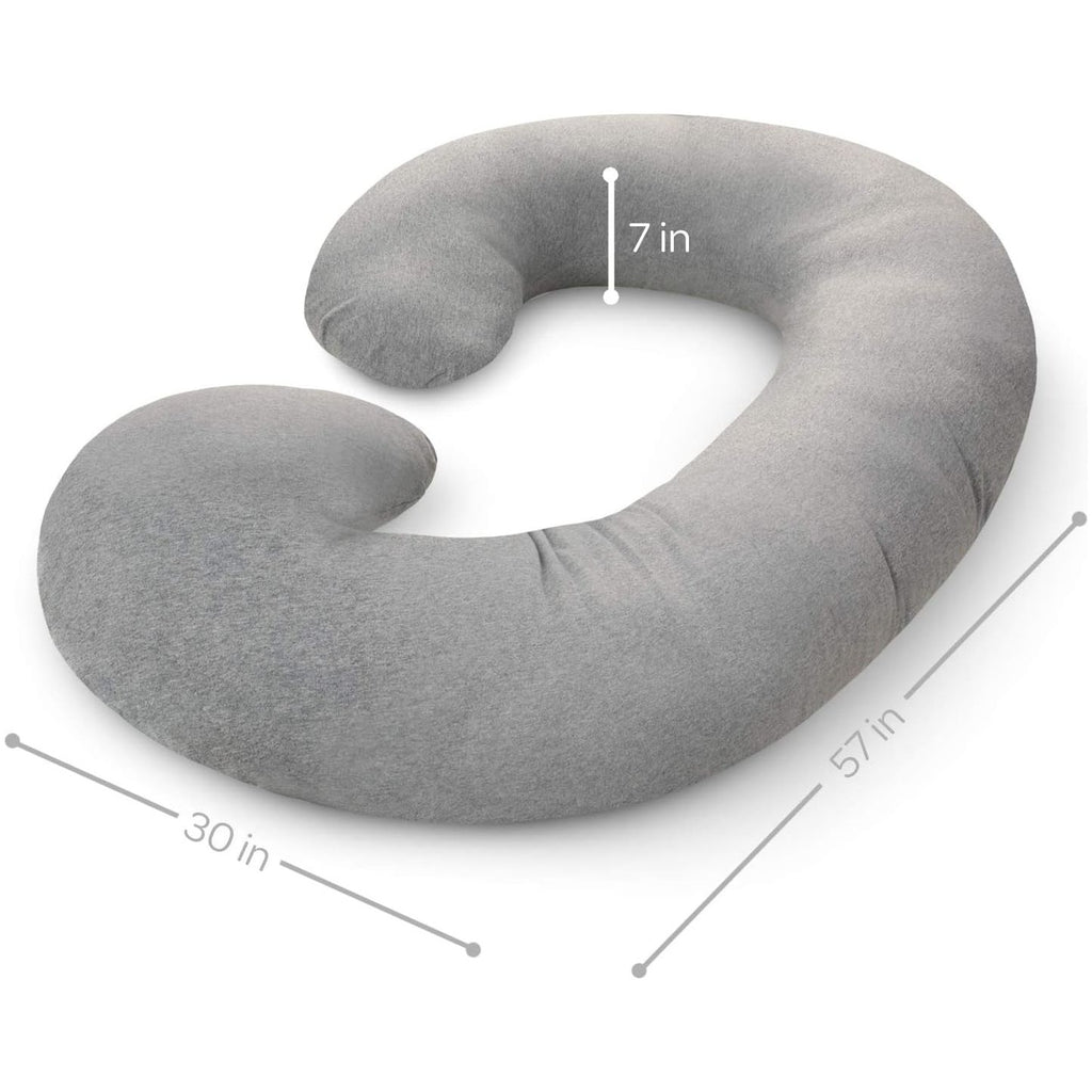 PharMeDoc C-Shaped Full Body Maternity Pregnancy Pillow with Gray Jersey Cover