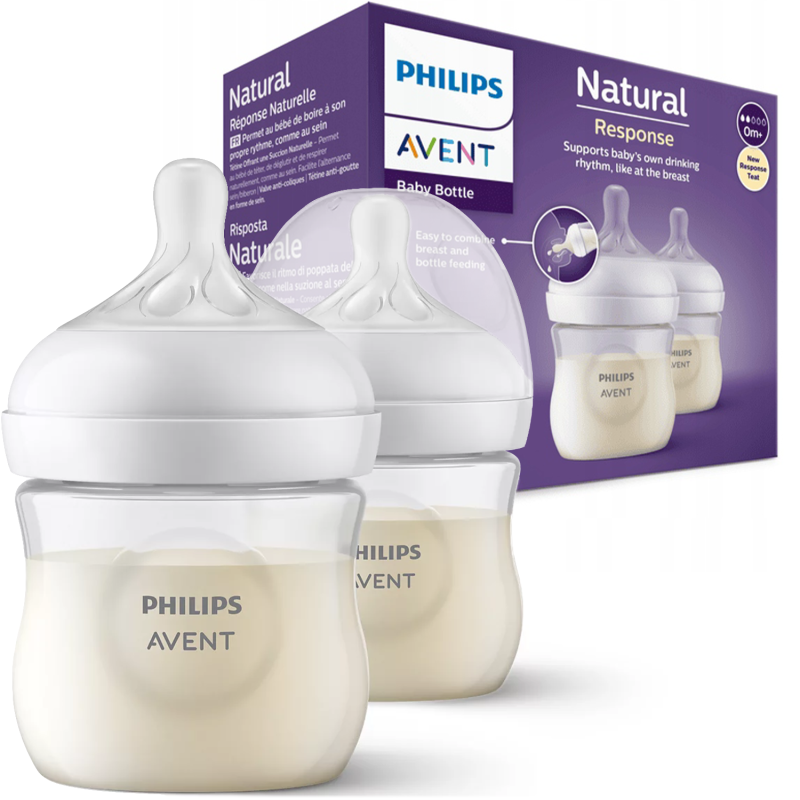 Philips Avent Natural Response 3.0 Baby Feeding Bottle 125ml Pack of 2 Age- Newborn & Above  SCY900/02