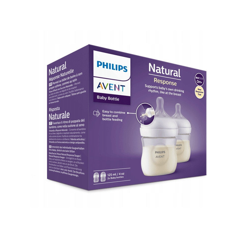 Philips Avent Natural Response 3.0 Baby Feeding Bottle 125ml Pack of 2 Age- Newborn & Above  SCY900/02