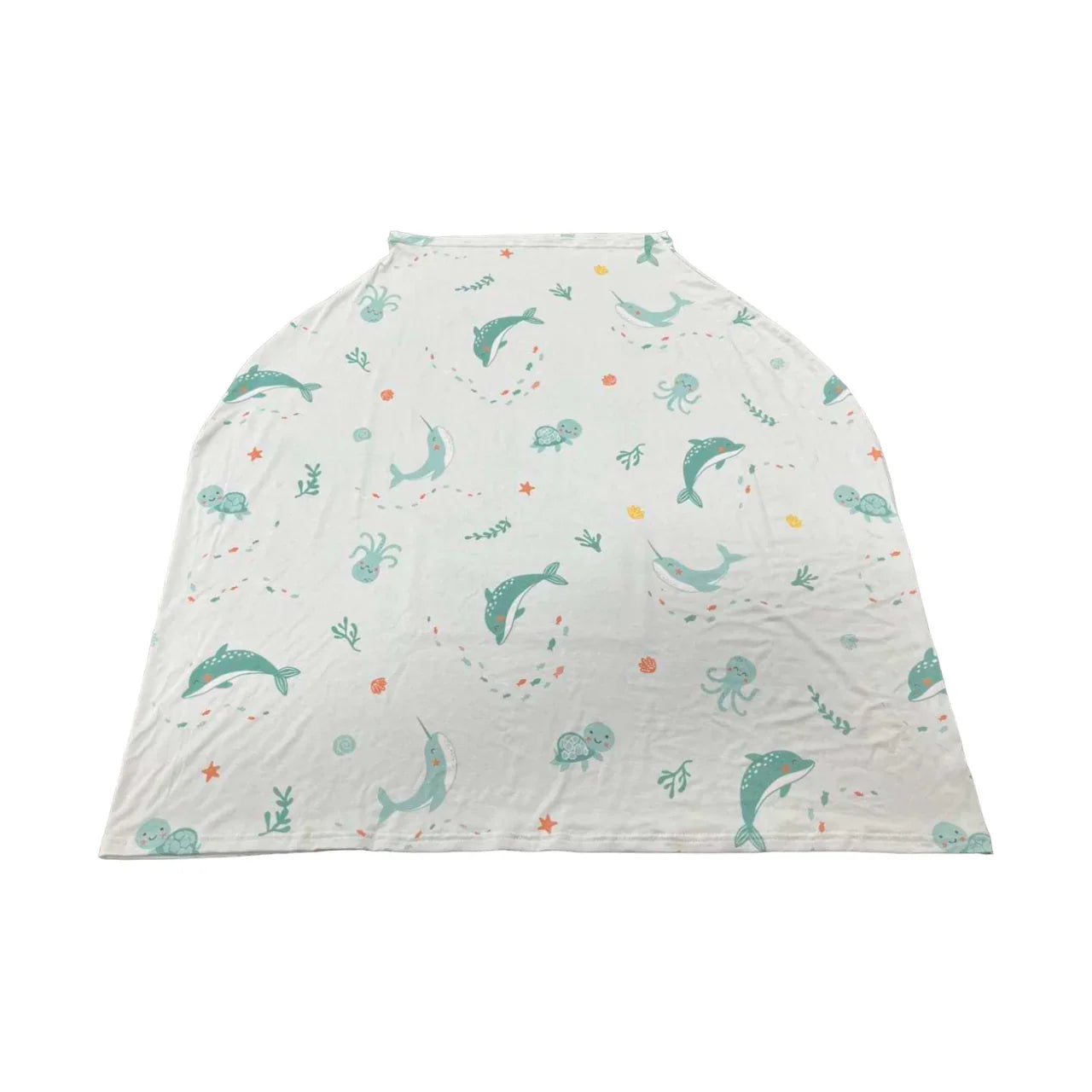 Pibi 2-in-1 Sea Animals Printed Baby Nursing Cover for Moms Sky Blue