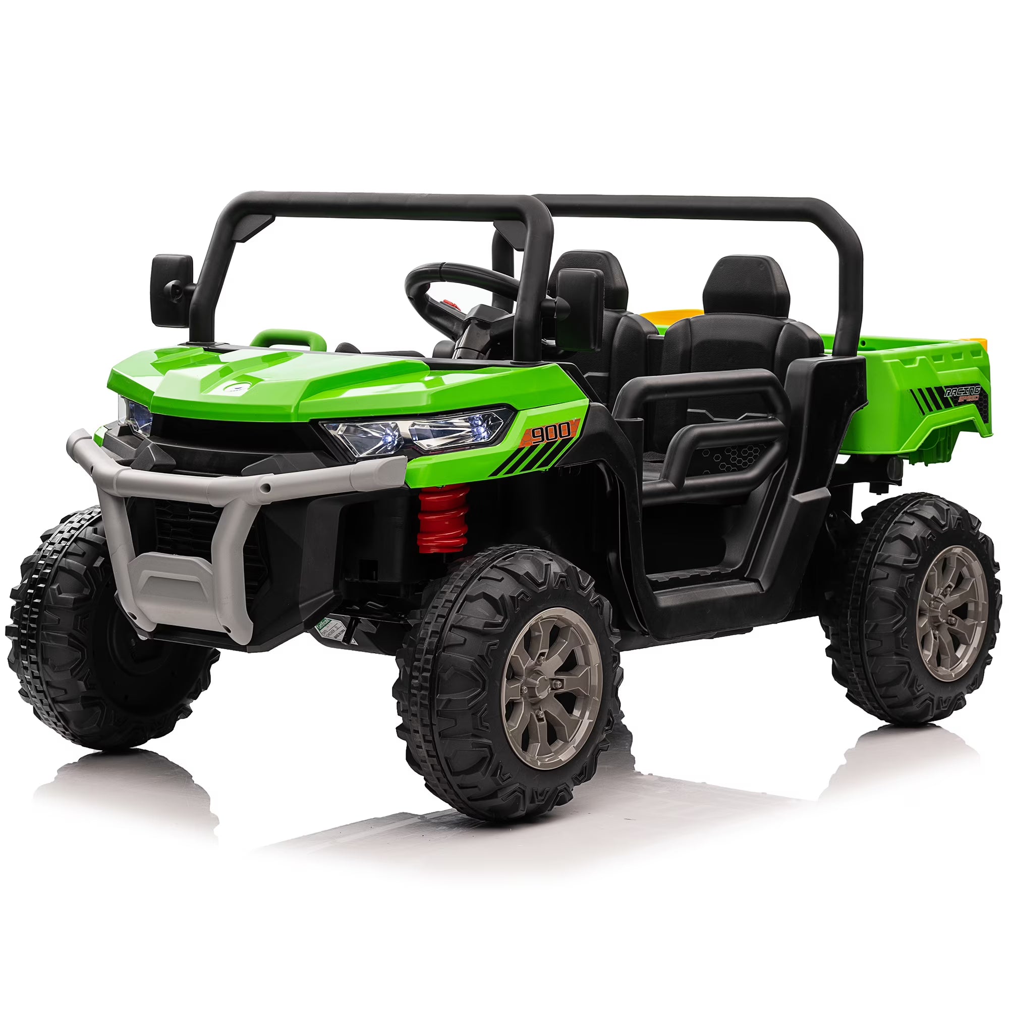 Pibi 24V Kids  UTV Truck Dumper with 2 Seater Electric Ride-On Tractor with Remote Control, Dump Bed, Bluetooth & LED Lights Green Age- 3 Years & Above