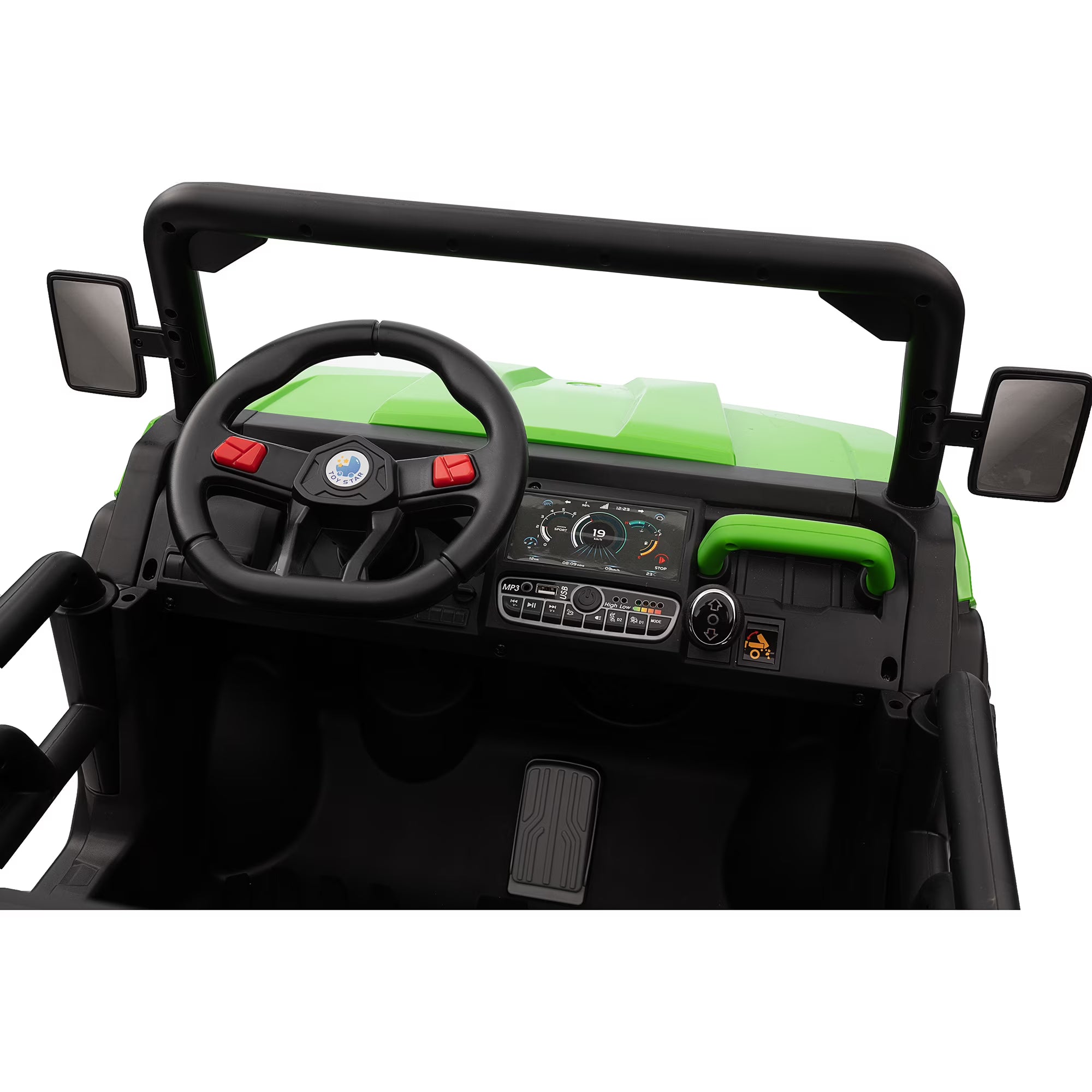 Pibi 24V Kids  UTV Truck Dumper with 2 Seater Electric Ride-On Tractor with Remote Control, Dump Bed, Bluetooth & LED Lights Green Age- 3 Years & Above