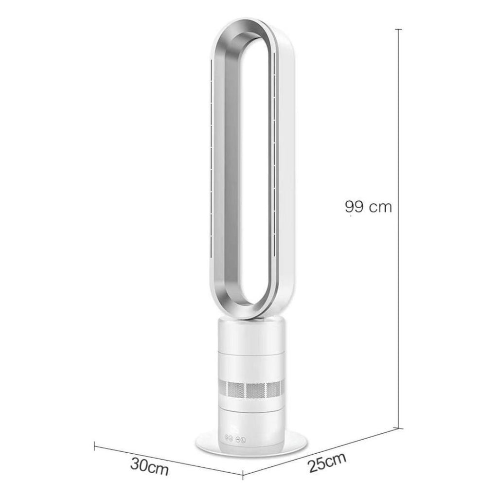 Pibi 39-Inch Air Cooling Bladeless Tower Fan with Stand White/Silver