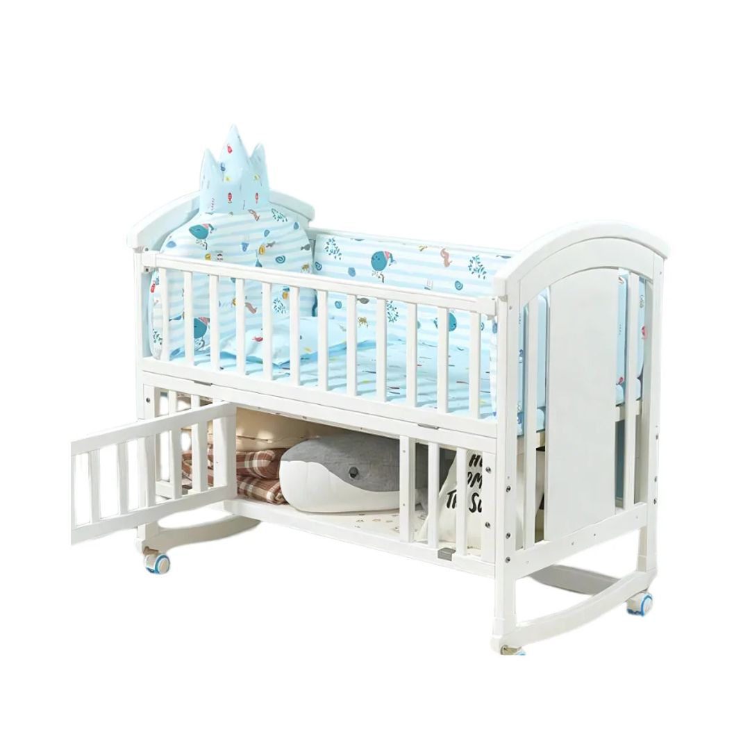 Pibi 3 in 1 Rocking Cot Cum Junior Bed White Age- Newborn to 5 Years