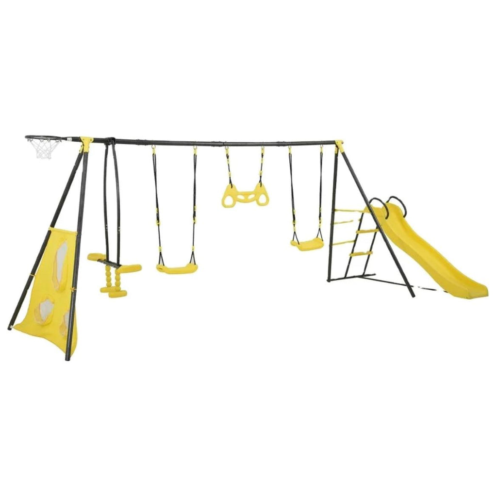 Pibi 7 Features Multifunctional Swing Set with Slide & Trapeze Bar Yellow Age- 3 Years & Above (Holds upto 50 Kgs)
