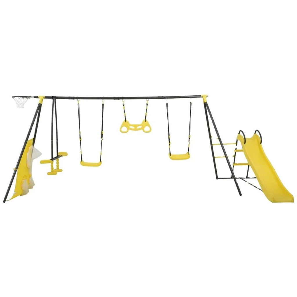 Pibi 7 Features Multifunctional Swing Set with Slide & Trapeze Bar Yellow Age- 3 Years & Above (Holds upto 50 Kgs)