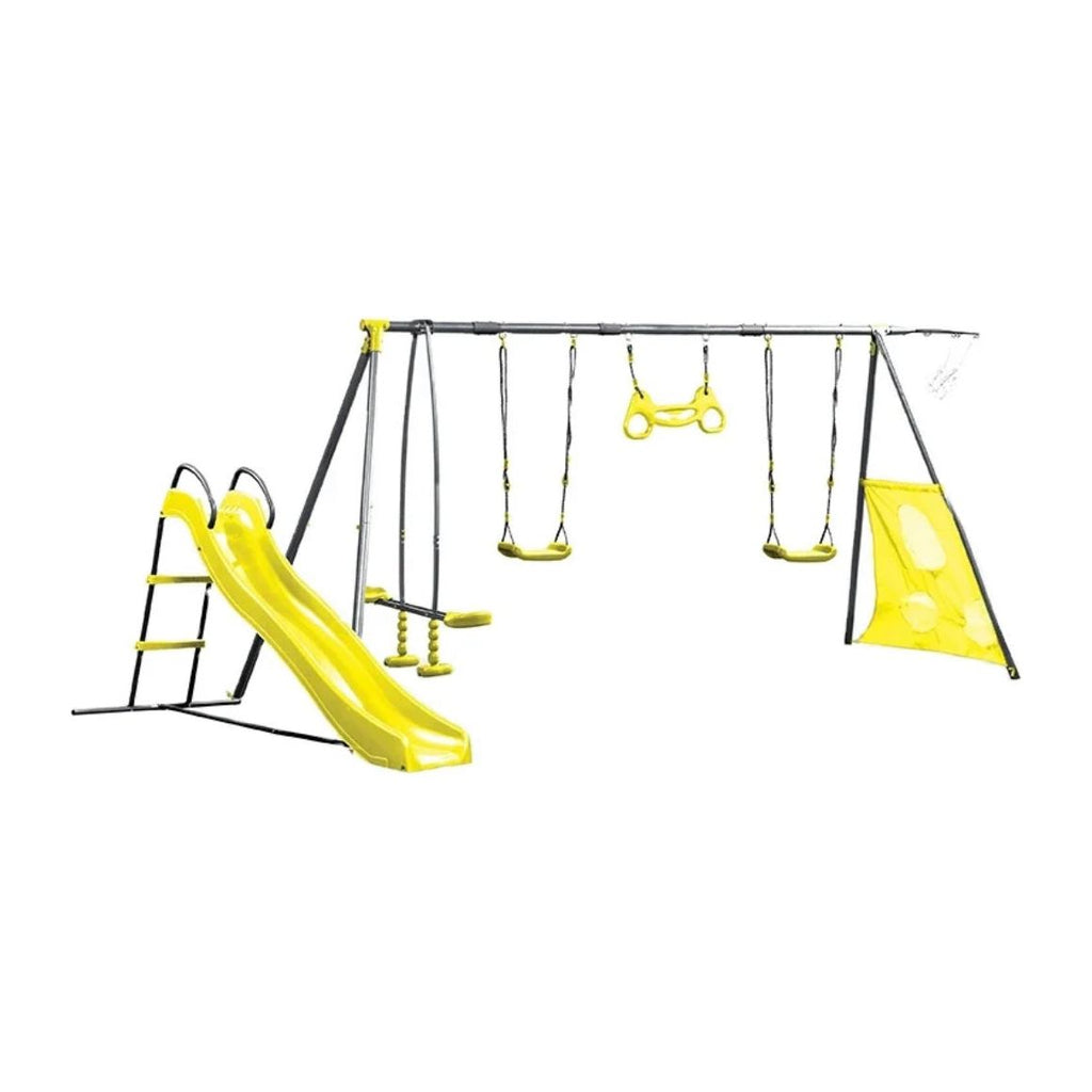 Pibi 7 Features Multifunctional Swing Set with Slide & Trapeze Bar Yellow Age- 3 Years & Above (Holds upto 50 Kgs)