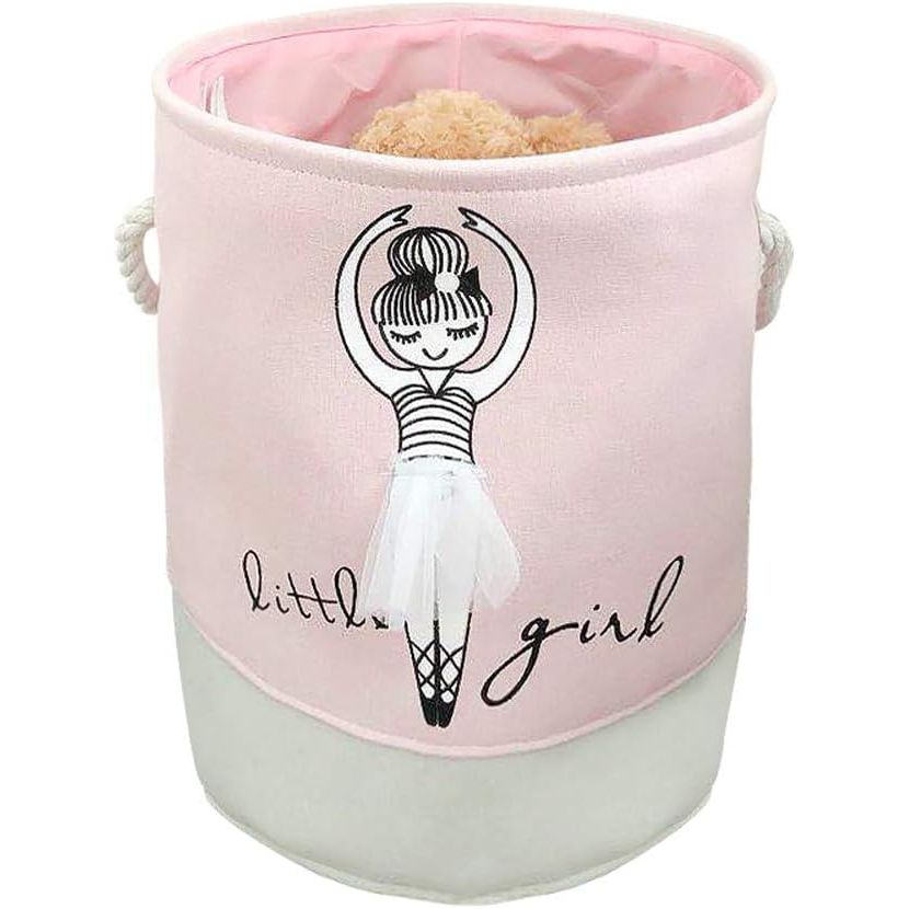 Pibi Adorable Ballerina Little Girl Laundry Bag/Toy Organizer (35 x 40 cm) Pink/Grey Age- Newborn & Above