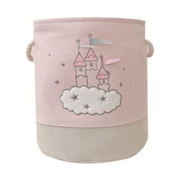 Pibi Adorable Clouds Castle Printed Laundry Bag/Toy Organizer (35 x 40 cm) Pink Age- Newborn & Above