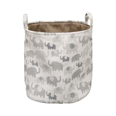 Pibi Adorable Elephants Printed Laundry Bag/Toy Organizer (35 x 40 cm) White/Grey Age- Newborn & Above
