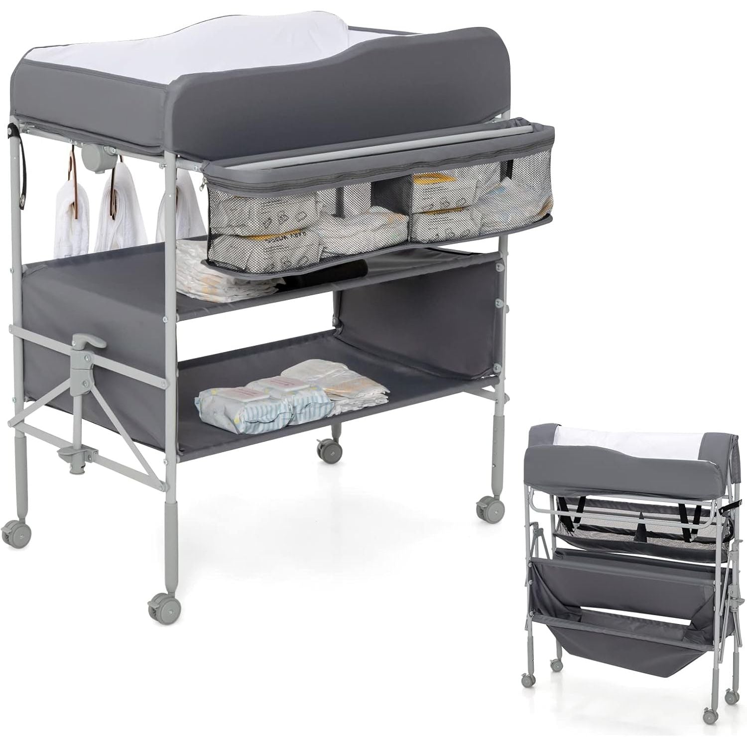 Pibi Baby Folding Changing Table with Height Adjustable Baby Changing ...