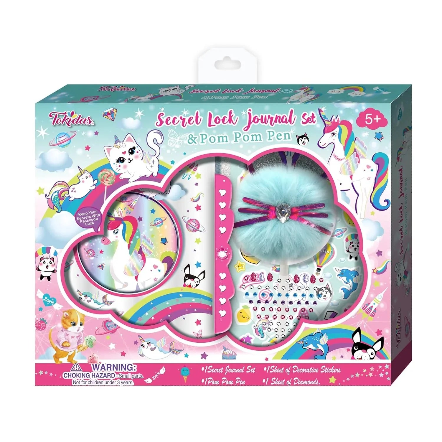 Pibi Blue Kitty Secret Lock Journal Set DIY Kit Multicolor Age- 4 Years & Above