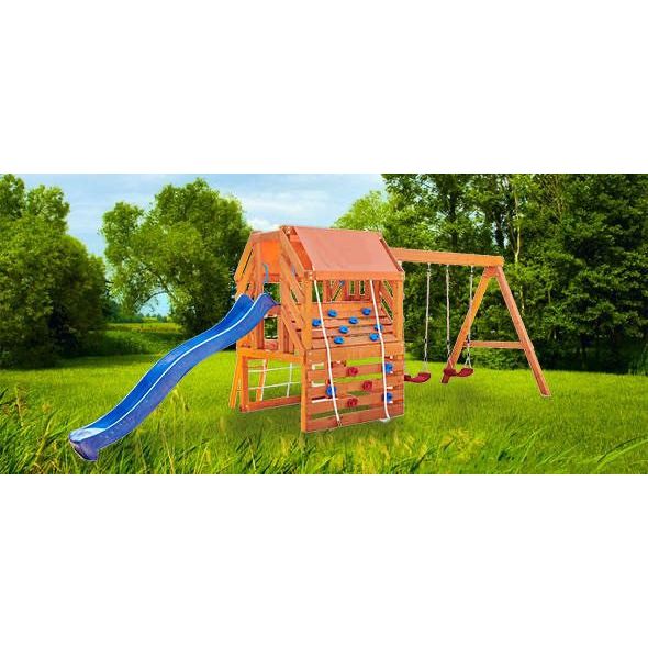 Pibi  Cute Squirrel Outdoor Backyard Wooden Kids Swing Set Playset with 8-Inch Slide Multicolor Age- 3 Years & Above