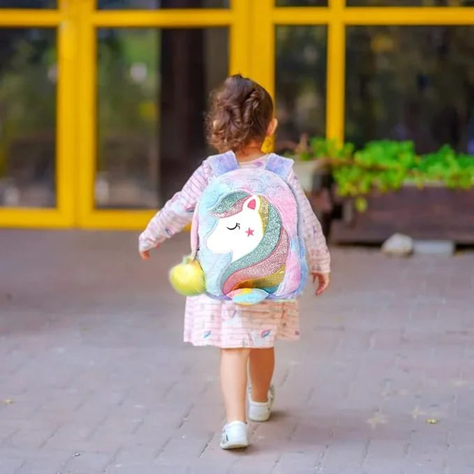 Pibi Cute Unicorn Supersoft Plush Backpack ( 28 x 21 cm) Multicolor Age - 3 Years & Above