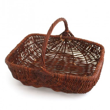 Pibi Hand Woven Round Harvest Basket with Handle Large ( 50 x 38 x 18 cm) for Storage & Gifting Brown